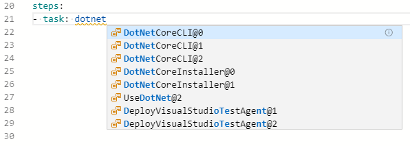 Azure DevOps - IntelliSense