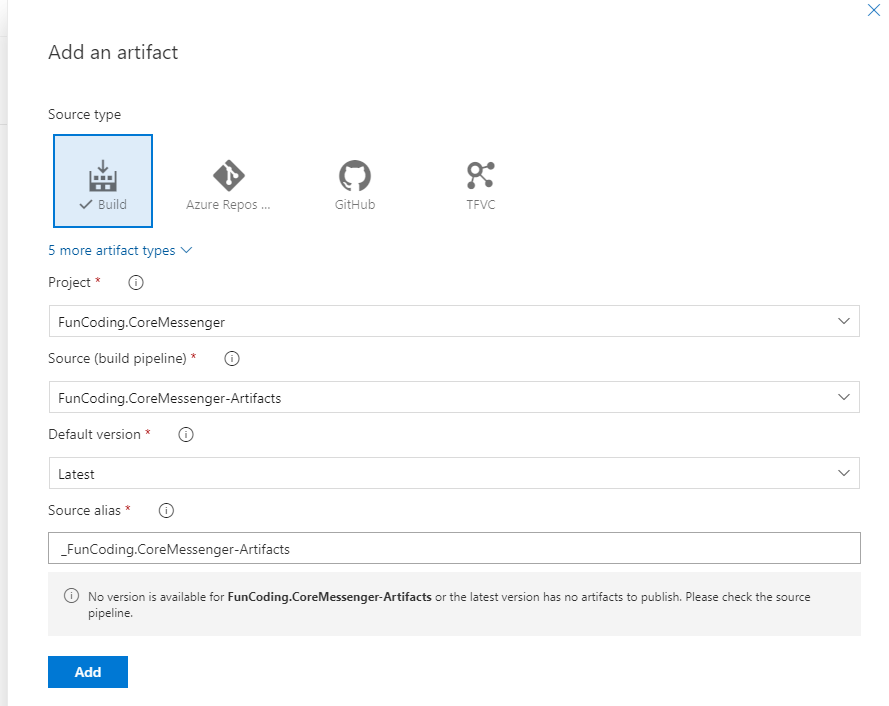 Azure DevOps - select artifact