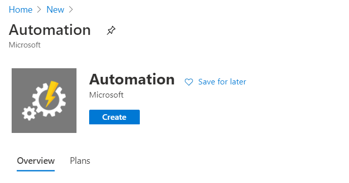 Create a new Automation account